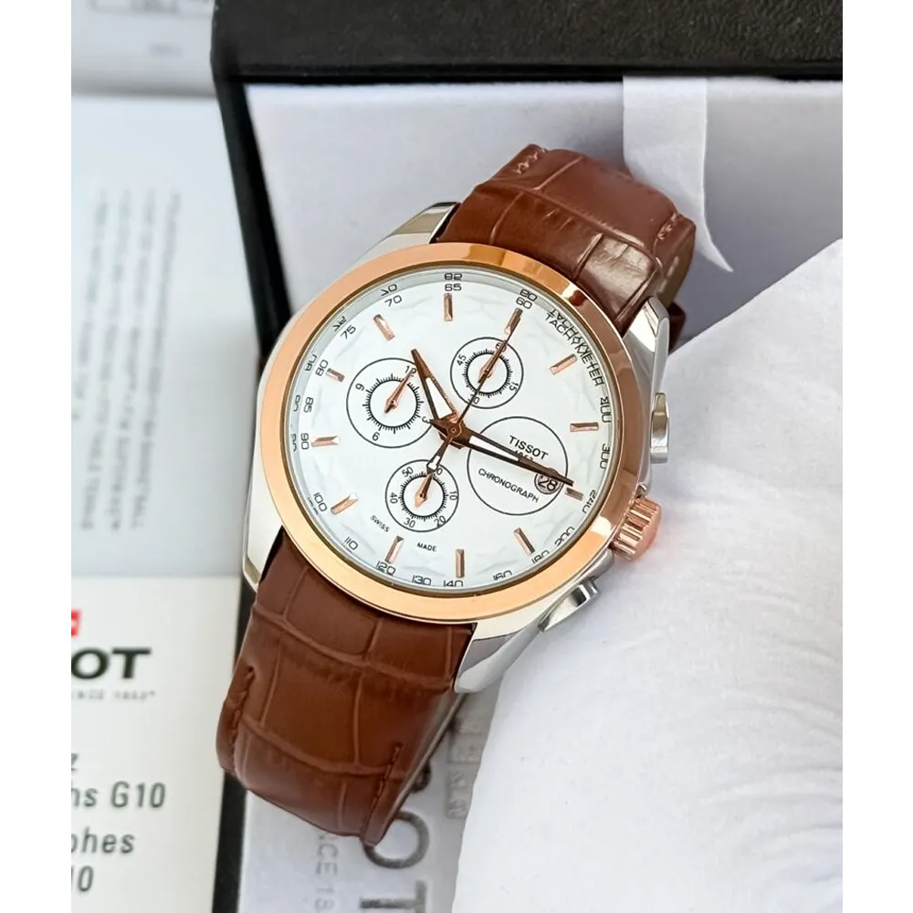 Premium Racing Inspired Tissot Dial Watch Brown Leather Strap (SUP7288) - Image 4