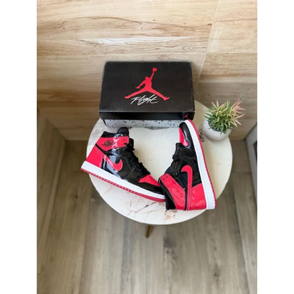 Premium First Copy Nike Air Jordan 1 Retro Patent Bred Shoes (SUP7318) - Image 3