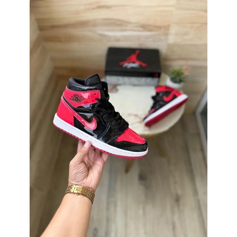 Premium First Copy Nike Air Jordan 1 Retro Patent Bred Shoes (SUP7318) - Image 2