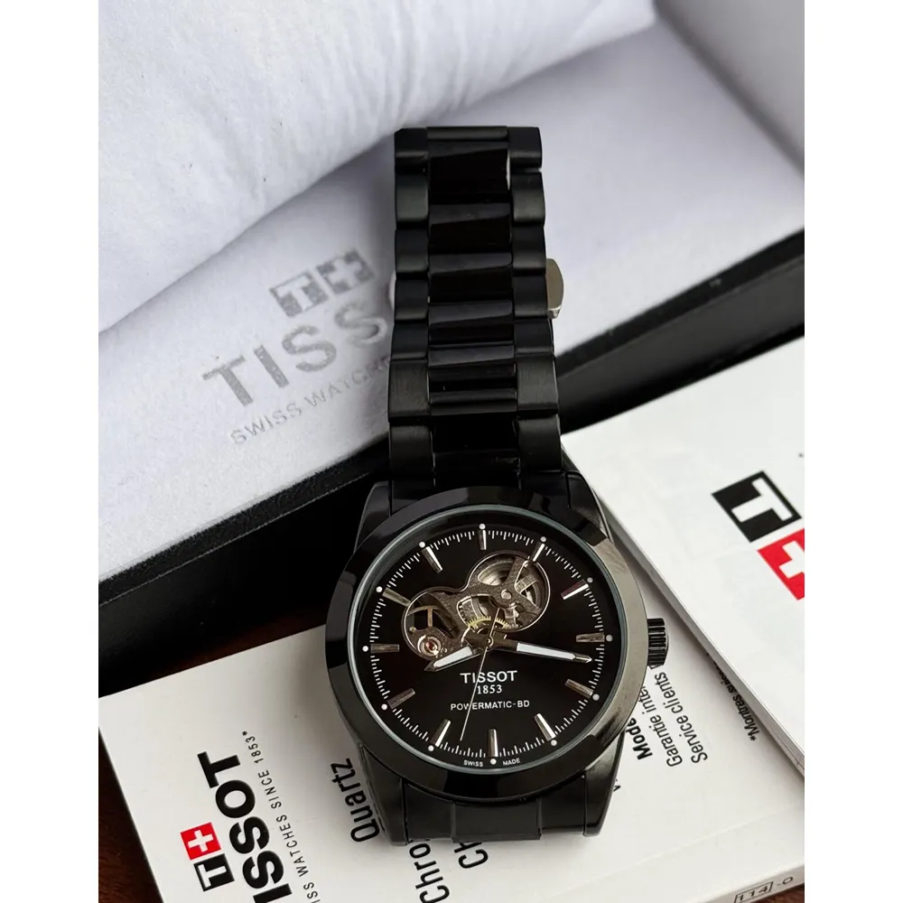 Luxury Bold Design Tissot Powermatic 80 Watch Black Open Heart (SUP7236) - Image 2