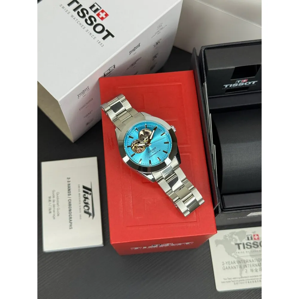 Luxury Bold Design Tissot Powermatic 80 Watch Open Heart Sky Blue (SUP7238) - Image 2