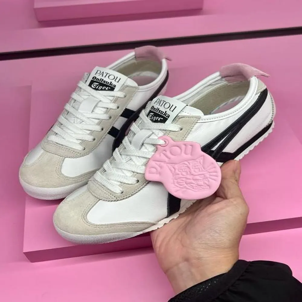 Luxury Fashion Patou X Onitsuka Tiger Mexico 66 White Black Shoes For Women (SUP7601) - Image 3