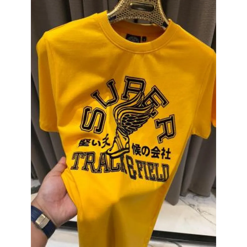 First Copy Super Dry Round Neck T-shirt Yellow For Men (BOT2168) - Image 2